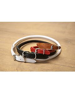 Dapper Dogs Collar Round Leather White 60cm x 11 mm Collar