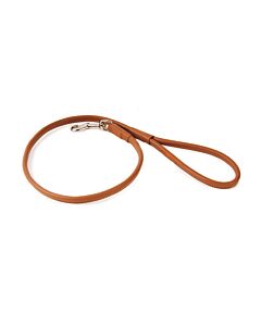 Dapper Dogs Lead Round Cow Leather 80cm x 10mm Tan Leather Lead