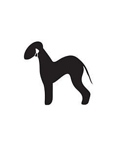 K-Design Bedlington Terrier Sticker Links Zwart 10 cm